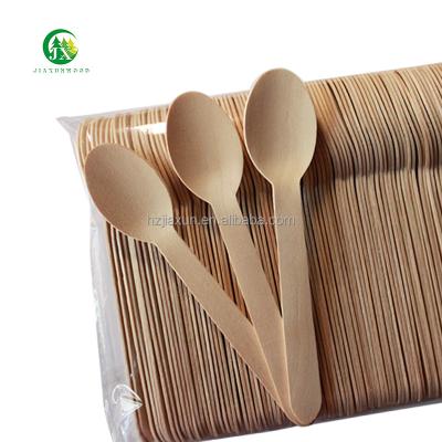 China Disposable Eco Friendly Stocked Biodegradable Environmental protection wooden disposable wooden spoon cake scoop ice cream scoop can be degradable environmental protection for sale