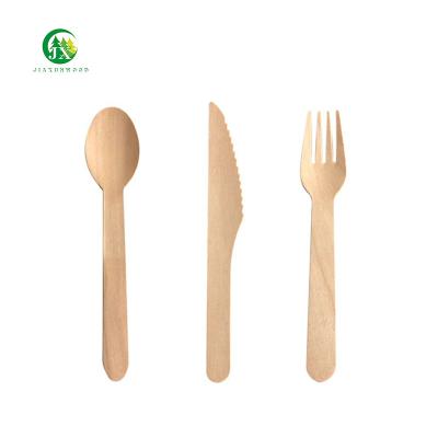 China Disposable Eco Friendly Stocked Biodegradable one-time wooden cutlery set disposable factory directly sale for sale