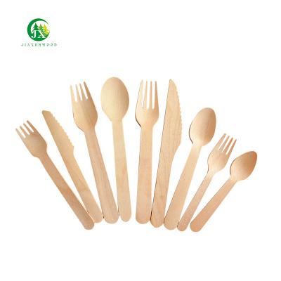 China Disposable Eco Friendly Stocked Biodegradable hot selling disposable wood cutlery good quality wooden cutlery for the world for sale