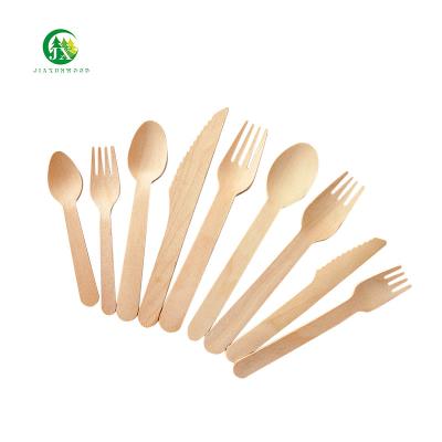 China Disposable Eco Friendly Stocked Biodegradable birch wood cutlery Biodegradable Cutlery factory price for sale