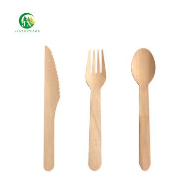 China Disposable Eco Friendly Stocked Biodegradable factory sale birch wood cutlery wood tableware good price and quality for sale