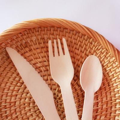 China Disposable Eco Friendly Stocked Biodegradable Original  disposable  wood cutlery spoon fork wholesale for sale