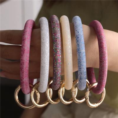 China Eco Friendly Glitter Material Craft Custom Women Bracelet Key Chain Silicone Scale for sale