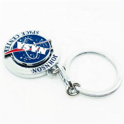 China High Visibility Bulk Sale NASA Enamel Raised Round Key Chain for sale