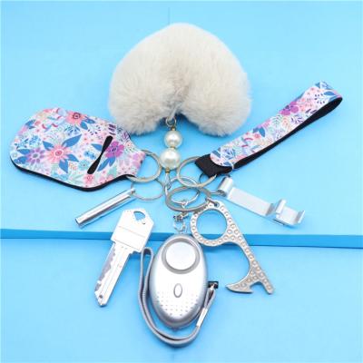 China Eco Friendly Multi Function Defense Fur Self Defense Key Chain Set Key Chain Survival for sale