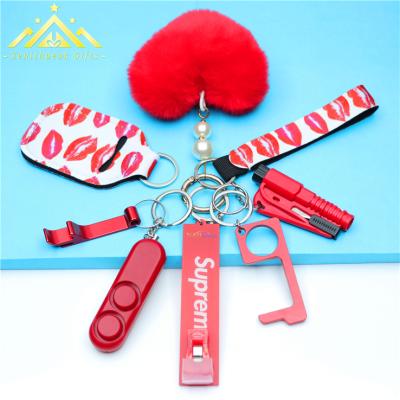 China Eco Friendly Multi Function Defense Fur Self Defense Key Chain Set Key Chain Survival for sale