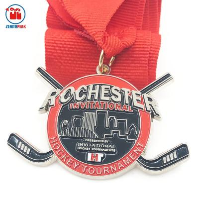 China USA Medal Manufacturer Customized Cheap Hockey Sports Medal With Ribbon for sale