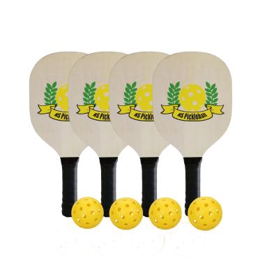 China Maple Wood USAPA Approved Pickleball Wood Set of 4 Pickleball Wood Paddles and 4 Balls for sale