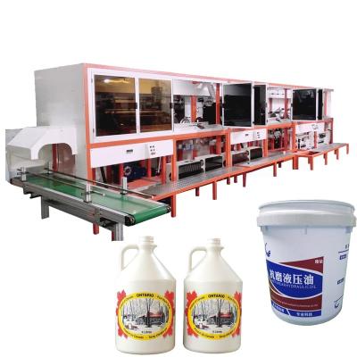 China Factory automatic multi color plastic bucket &pail oil barrel screen printer with UV dryer with flame curing device for sale