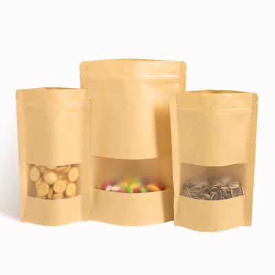 China Custom Barrier OEM ODM Kraft Kraft Paper Stand Up Pouch With Transparent Window for sale