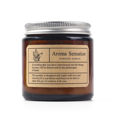 China Birthdays Highly Recommended Gel Wax Scented Candle With Logo Small Amber Glass Scented Private Candles Perfect Gifts Set for sale