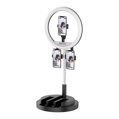 China Adjustable Color Tempurate For Live Stream Makeup Selfie Ring Light With Stand Mini Led Light LED Camera Ring Light 3 Foldable Mobile Phone Holder for sale