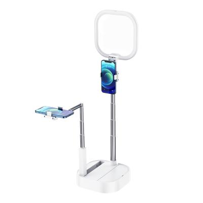 China 2021 LED technology adjustable portable foldable stand tempurate color mobile stand with double retractable stand for sale