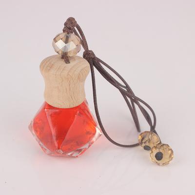 China Wholesale 8ml Glass Bottle Eco-friendly Air Freshener Car Perfume Hanging With Wooden Cap for sale