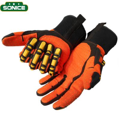 China Double Impact Resistant Mechanic Safety Gloves Working Palm Oil Gas TPR Silicone Coated Palm for sale