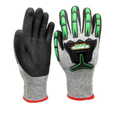 China Anti Impact Nitrile Dipped Industrial Shock Resistant Oilfield Cut Resistant Gloves for sale