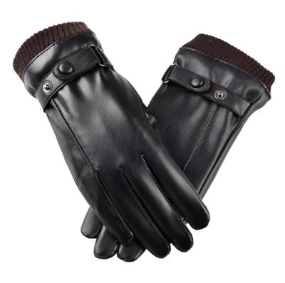 China Racing Bicycle All Fashion Driving PU Black Leather Gloves Men For Winter for sale