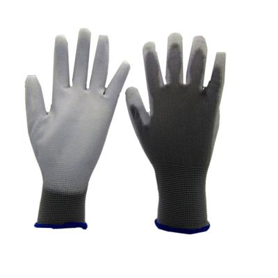 China Oilfield white black knit PU nylon gloves Palm fit PU coated gloves en388 4131 polyurethane mechanical work gloves for sale