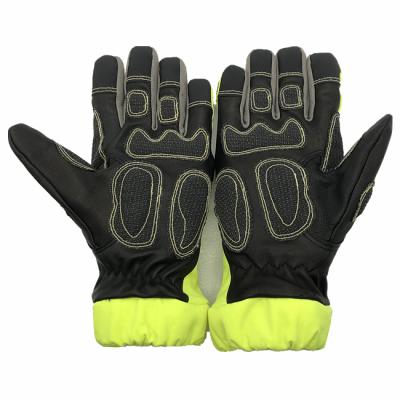 China Fire Proof Gloves Fire Fighter Glove Safety Firefighting Glove For Firefigher EN388 Polyester Fire Resistant Leather SONICE3257 Lemon Green for sale