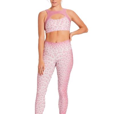 China 2021 Breathable Women Yoga Sets Fashion Bra Leopard Print Workout Sports Fitness Yoga Set for sale