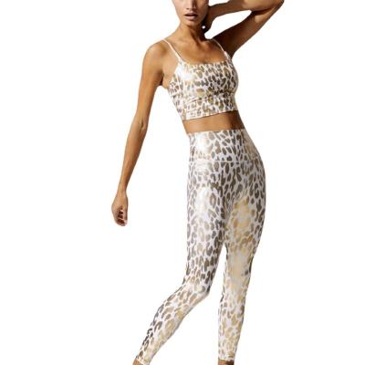 China Breathable Women Yoga Gym Fitness Sets Sportswear Snake Print Workout Yoga Two Piece Set for sale