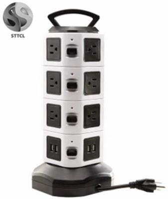 China Manufacturer Power Socket Tower 4 Floor 4USB Fire Proof Charging Station Residential/Multi-Purpose Electric Strip Tower for sale