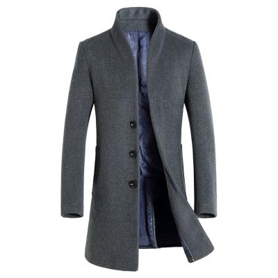 China MTJ2001 Anti-wrinkle Solid Color Long Trench Coat England High Quality Elegant Woolen Thick Coat Men's Coat for sale