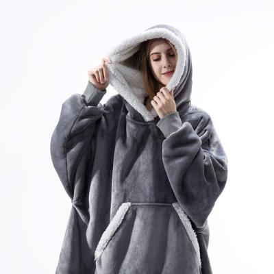 China H2059 Non-Toxic Wholesales Oversized Sherpa Hoodie Blanket Cozy Sweatshirt Hoodie Blanket for sale