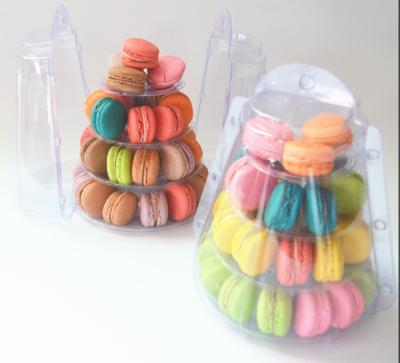 China Convenient and eco-friendly disposable 4 tier macaron display tower display stand plastic clear top block with low price for sale