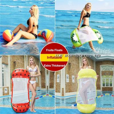 China For Hot Sale 6P PVC Fruit Swimming Poolside Reception Water Swing Inflatable Pool Float Bed For Vacation for sale