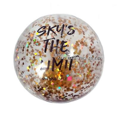 China New Style Inflatable Custom Toy Fashion Transparent Inflatable Glitter Beach Ball For Holiday for sale