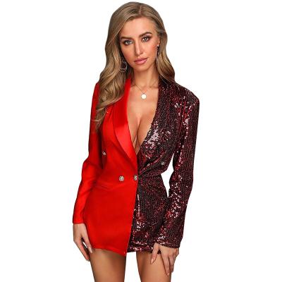 China Fall and winter breathable trendy women outwear fashion sequin patchwork suit coat western style clothes GL8043 for sale