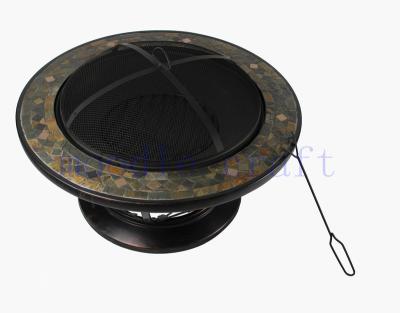 China Stocked Holiday BBQ Fire Pit With Friends Factory Direct High Quality Modern Designed Round Outdoor Slate Fire Pit Top Outdoor Table for sale