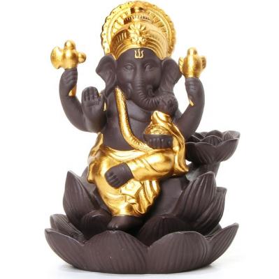 China India Ganesha Chinese Golden Smoke Censer Ceramic Incense Backflow for sale