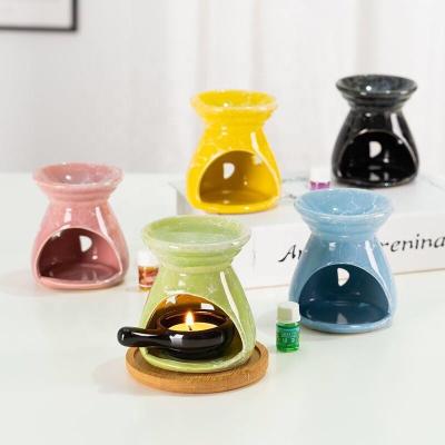 China Modern Unique Design Chinese Incense Home Decor Used Essential Ceramic Perfume Tealight Candle Wax Burners Aroma Porcelain Oil Burner for sale