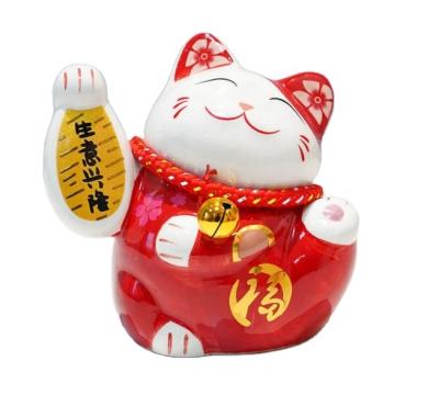 China China Custom Large Maneki Neko Cat Fortune Japanese Gold Ceramic Lucky Cat for sale