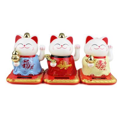 China China Restaurant Decoration Solar Energy Hand Shake Hand Store Gift Ceramic Lucky Cat Maneki Plastic Neko for sale