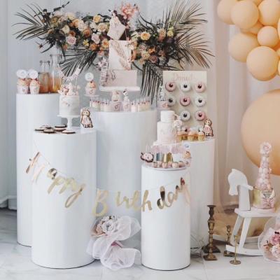 China Modern desgin HYC-T303 Yichuang white metal cylinder pedestals dessert rack background with pillars for wedding and creative window decoration for sale