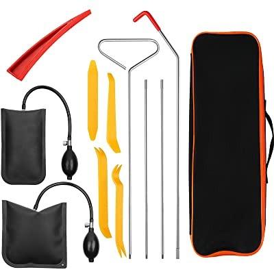 China Amazon Hot Sale Universal 11 PCS Essential Car Kit Air Pump Bag Non-Marring Wedges Full Professional Tools For Cars With Carrying Case for sale