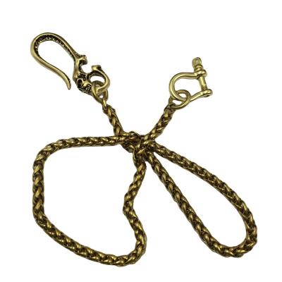 China Solid Gold Brass Men's Motorcycle Biker Pants Trucker Jean Pant Wallet Chain Chain Gold Solid Key Chain for sale