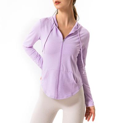 China Wholesale Women's UV Protection Breathable Hooded Jacket Long Sleeve Shirt With Pockets For Yoga Running Hiking Lightweight Jackets for sale