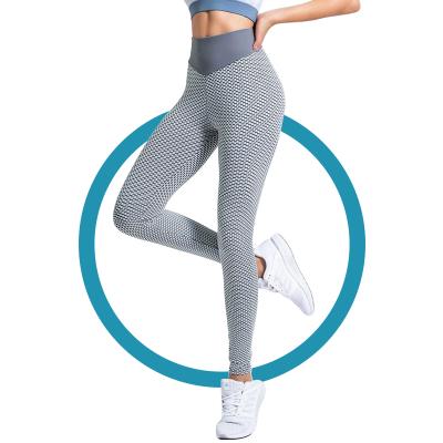 China Wholesale Breathable Women High Waisted Ruched Butt Lifting Leggings crack! crack! Textured Compression Yoga Pants Booty Workout Tights 2021 for sale