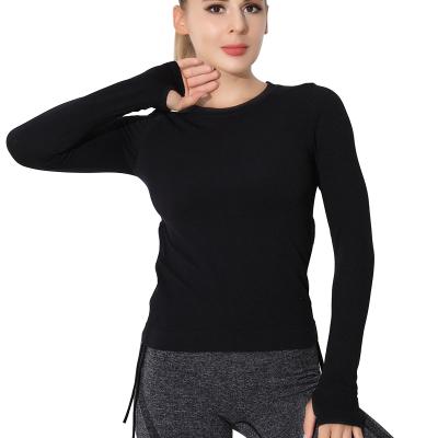 China Wholesale Womens Long Sleeve Breathable Quick Dry Running Shirts Drawstring Adjustable Side Ruched Athletic Tops for sale