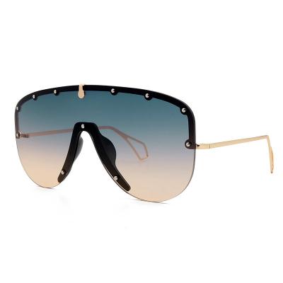 China Fashion Sun Glasses Metal Rivets Rimless Large Frame Gogglesz Sunglasses Men And Women Big Sunglasses for sale