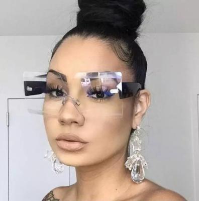 China Newest Fashion Sunglasses Ins Style Trendy Women Shading Square Oversized Sunglasses 2021 Rimless for sale