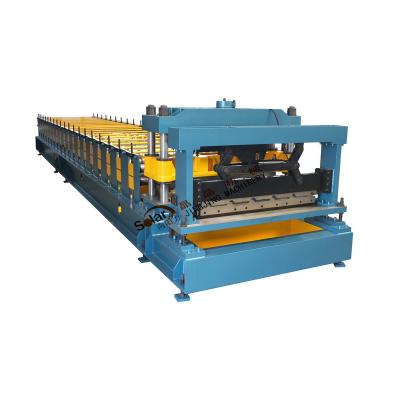 China Hotels Trapezoidal Profile Steel Roofing And Wall Sheet Roll Forming Machine / Roof Tile Making Machine for sale