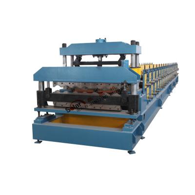 China Hotels Sheet Panel Step Tile Roll Forming Machine Price Double Layer Roof And Wall Steel Sheet Roll Machine for sale