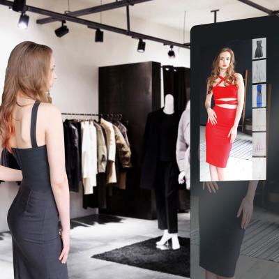 China Interactive Virtual Minimalist 3d AR Dress-Up Try On Mirror For Clothes Fitting On Wall for sale