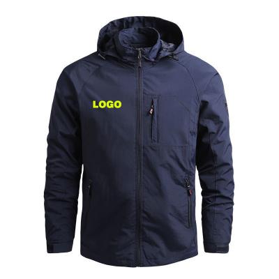 China Factory supply JS7868 QUICK DRY plus size full zipper pocket slim loose quick dry nylon blue men's hood logo jacket tracksuit custom for sale