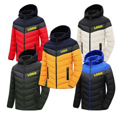 China JS2028 Wholesale Patchwork Full Zipper Windproof Men's Winter Jackets Men's Down Jackets Hooded Casual Quilted Pocket Windproof Down Coats for sale